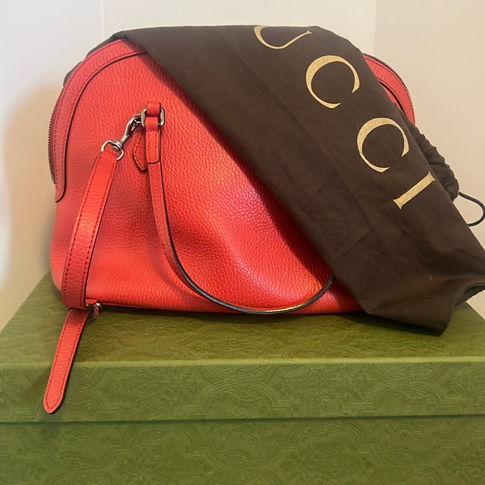 Authentic Gucci red calfskin handbag